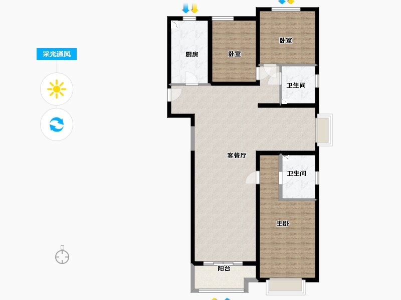 山西省-太原市-融创长风壹號-134.00-户型库-采光通风