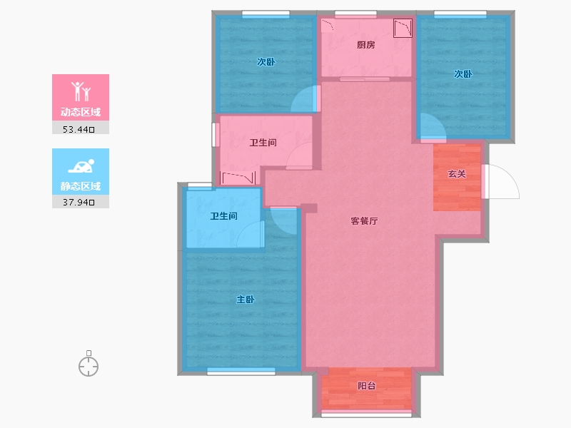 河北省-唐山市-融创唐庭壹号-81.11-户型库-动静分区