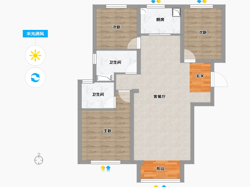 河北省-唐山市-融创唐庭壹号-81.11-户型库-采光通风