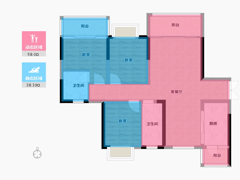 四川省-成都市-天骄府-85.88-户型库-动静分区