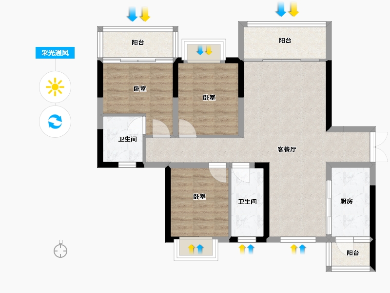 四川省-成都市-天骄府-85.88-户型库-采光通风