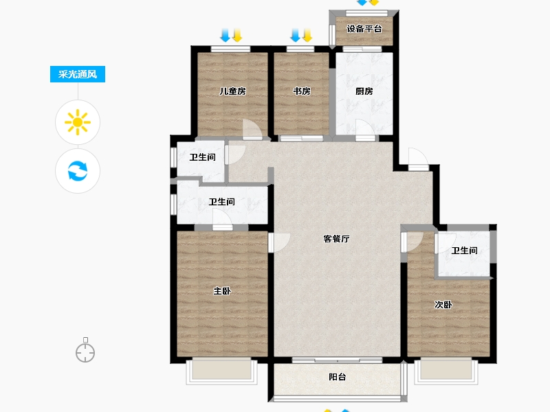 山西省-太原市-远大·凤玺湾-124.36-户型库-采光通风