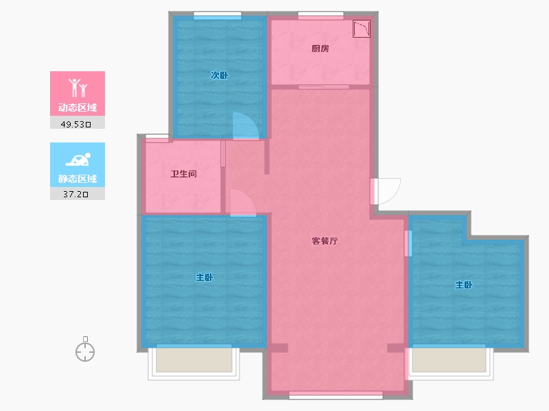 河北省-衡水市-天正公馆-77.60-户型库-动静分区