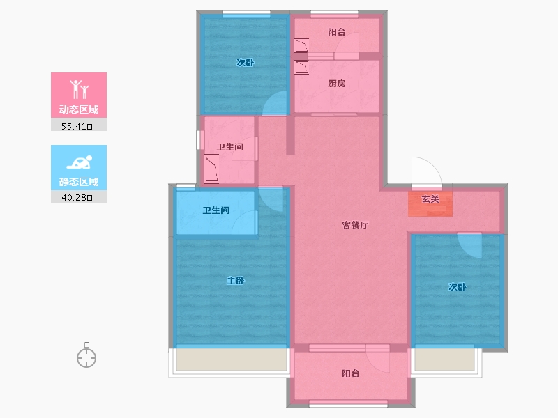 河北省-唐山市-迁西碧桂园·天玺湾-83.63-户型库-动静分区