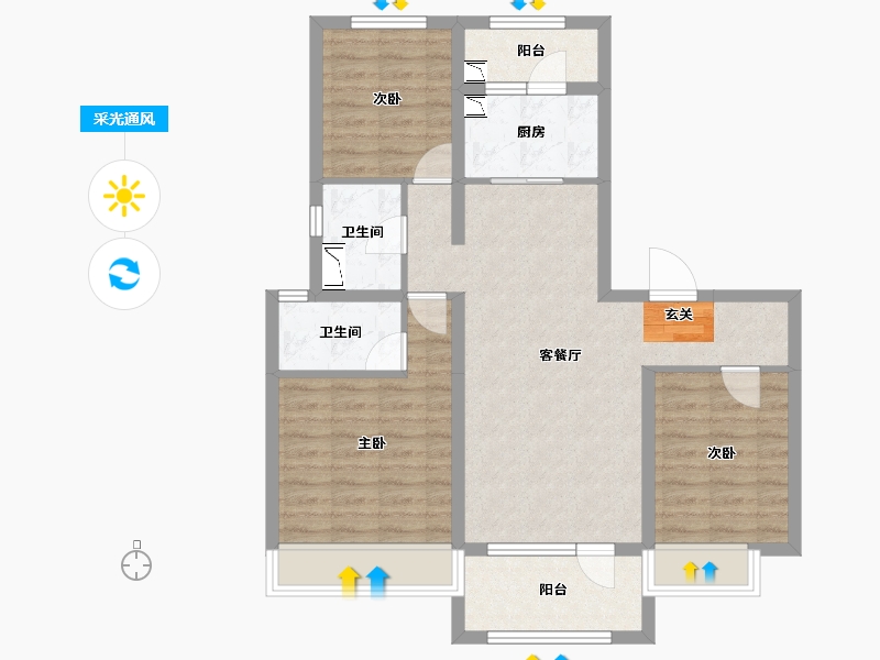 河北省-唐山市-迁西碧桂园·天玺湾-83.63-户型库-采光通风