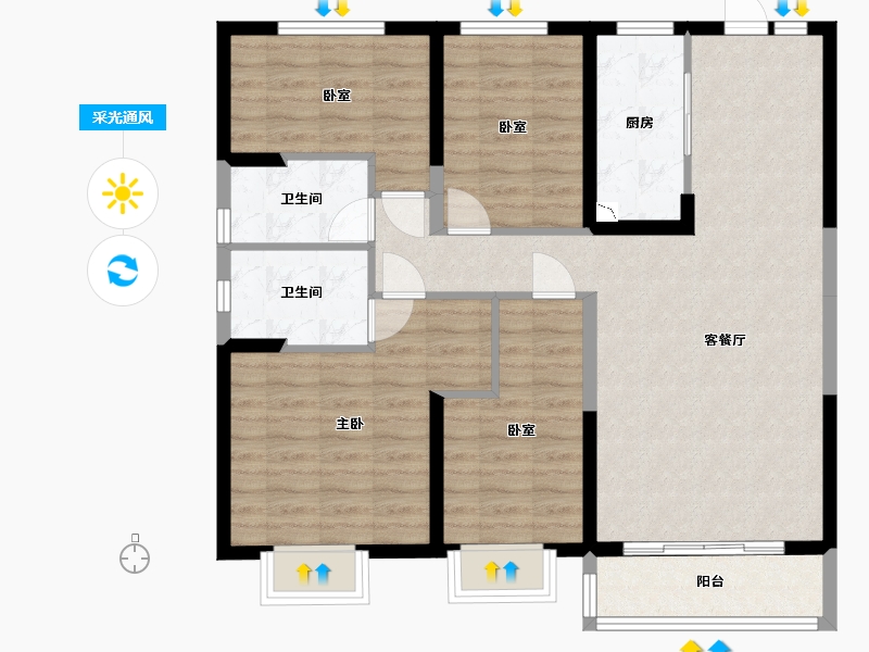 山西省-太原市-碧桂园凤麟府-100.14-户型库-采光通风