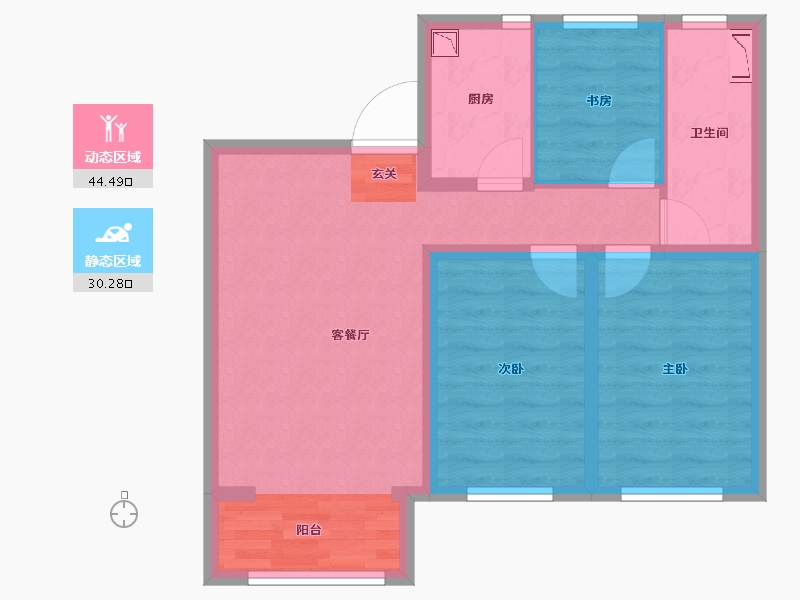 河北省-唐山市-融创唐庭壹号-65.66-户型库-动静分区