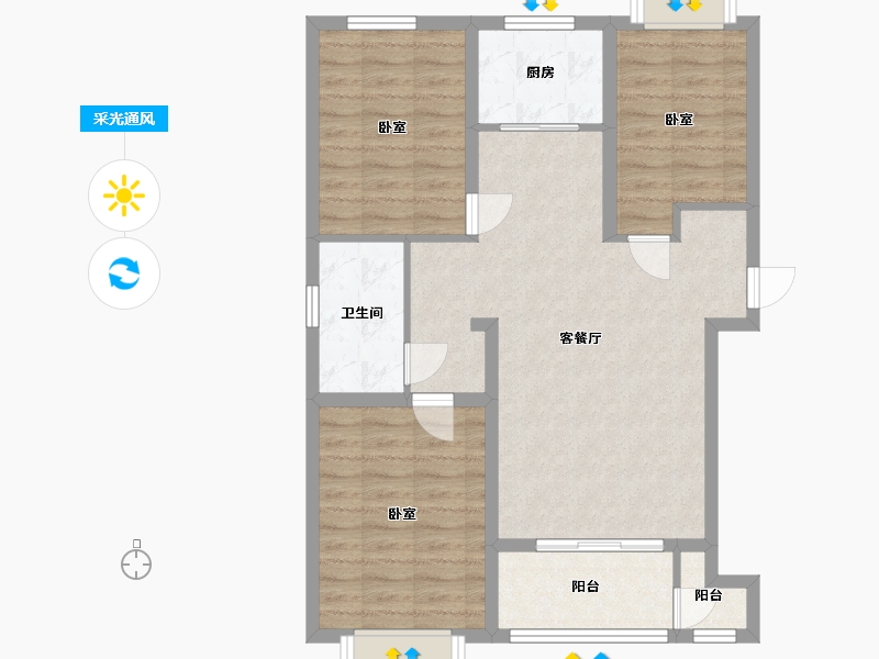 河北省-沧州市-百合·颐景园-82.20-户型库-采光通风