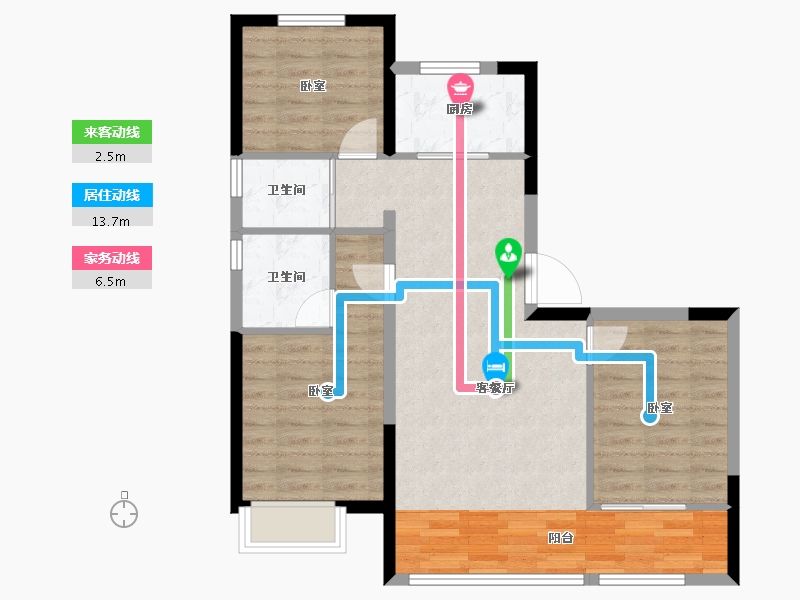 河北省-邯郸市-碧桂园雍华府-79.55-户型库-动静线