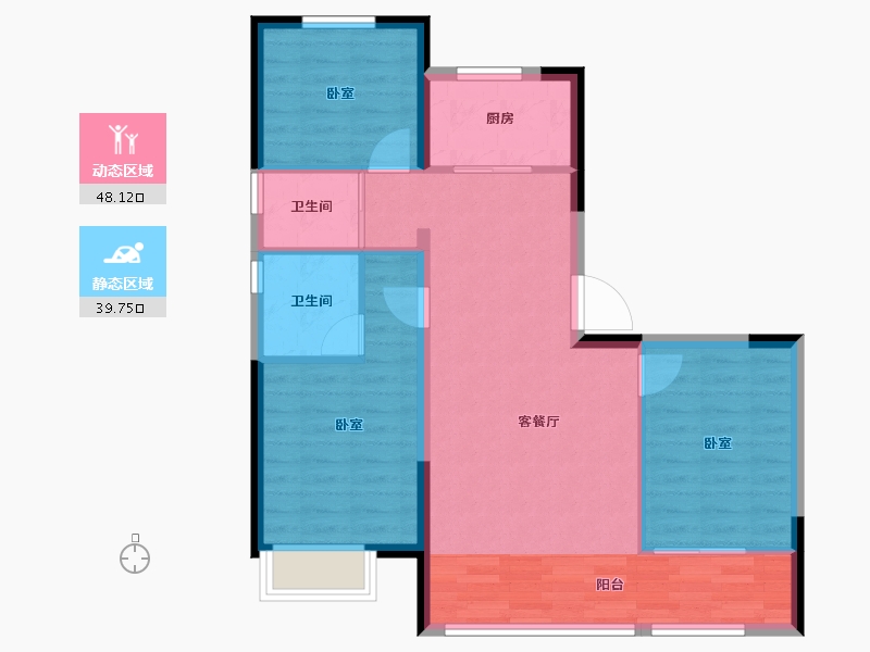 河北省-邯郸市-碧桂园雍华府-79.55-户型库-动静分区