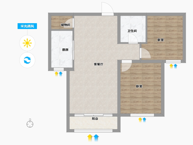 山西省-大同市-新发地·峰景山水-74.84-户型库-采光通风