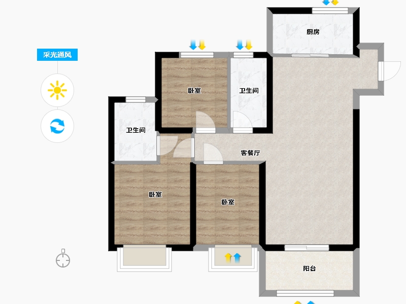 河北省-沧州市-保利拉菲公馆-78.97-户型库-采光通风