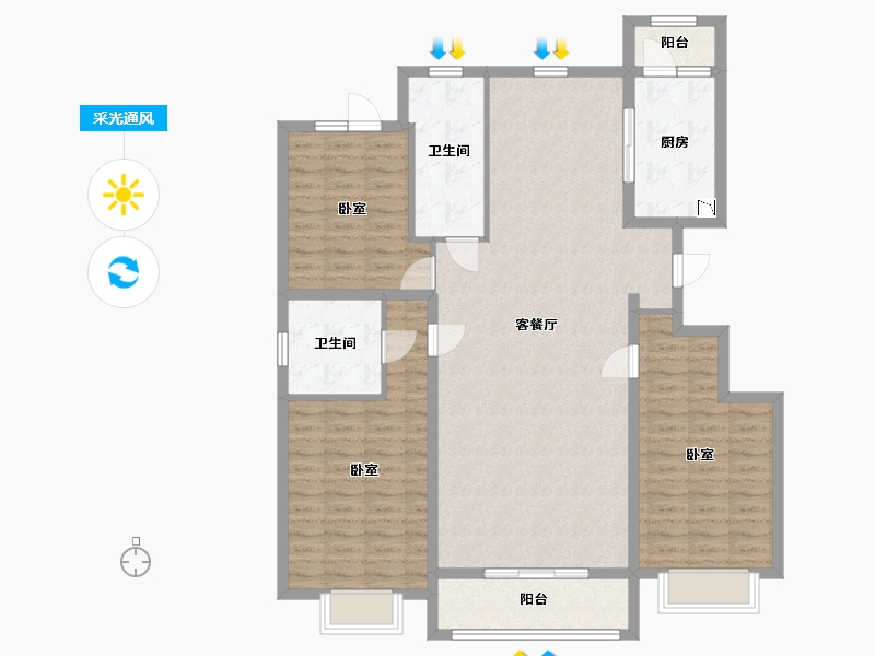 山西省-太原市-德元府-123.63-户型库-采光通风