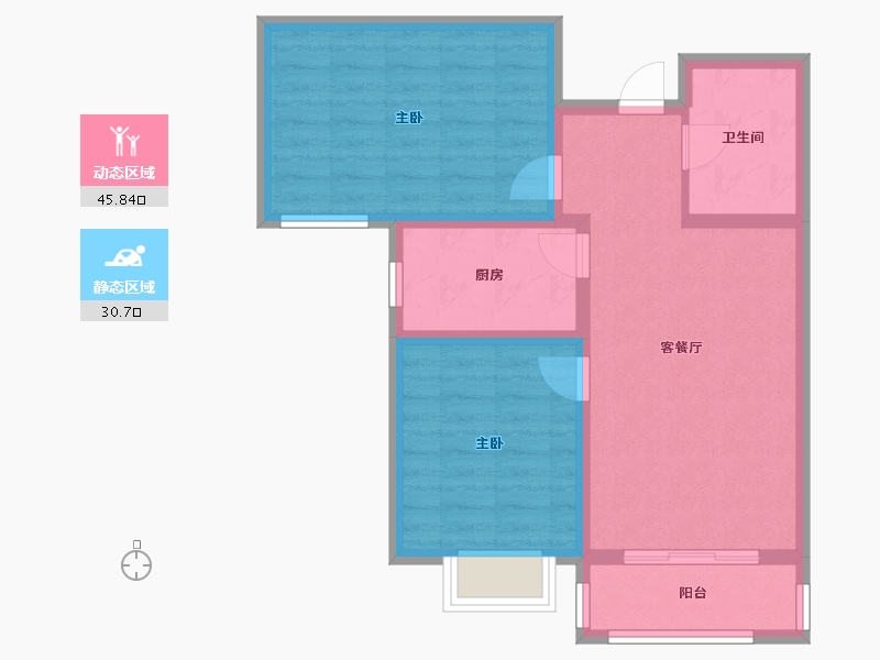 河北省-唐山市-金域名邸-68.08-户型库-动静分区