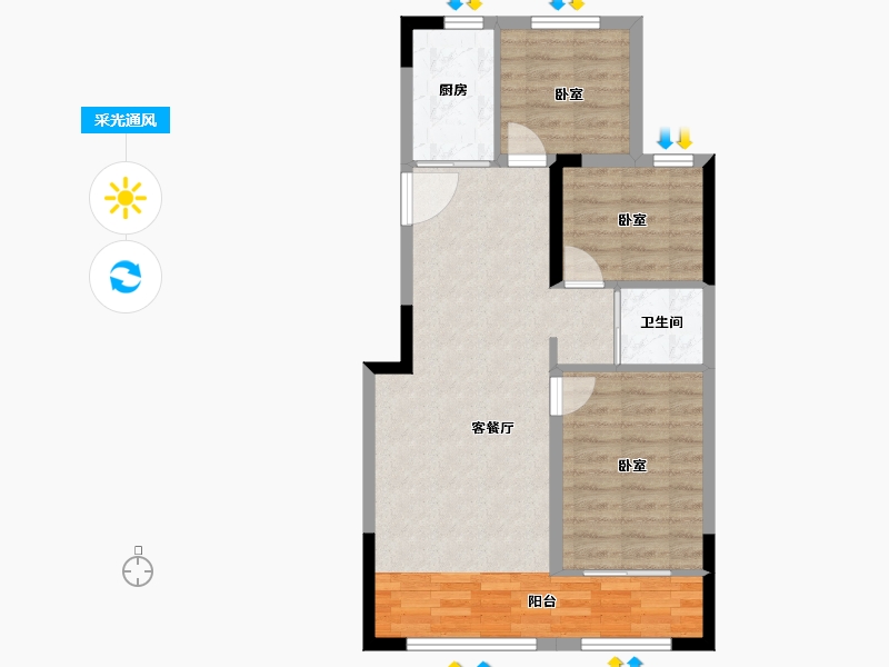 河北省-邯郸市-碧桂园雍华府-70.00-户型库-采光通风