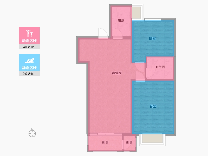 河北省-沧州市-百合·颐景园-67.25-户型库-动静分区