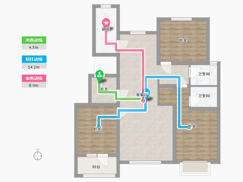 河北省-沧州市-建新梧桐墅-90.24-户型库-动静线