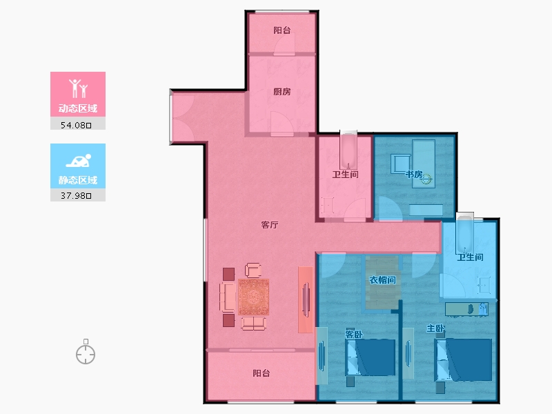 云南省-昆明市-红星天铂-85.62-户型库-动静分区