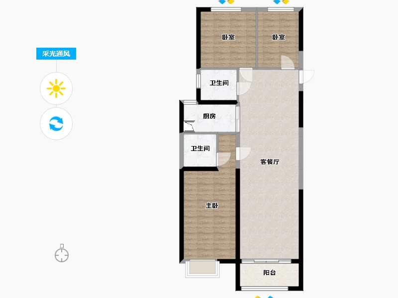 山西省-太原市-晋中碧桂园-93.62-户型库-采光通风