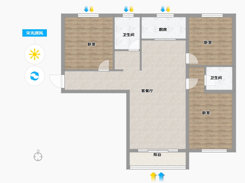 山西省-大同市-新发地·峰景山水-101.95-户型库-采光通风