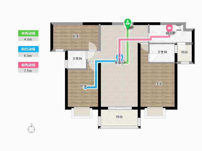 山西省-太原市-晋中碧桂园-89.85-户型库-动静线