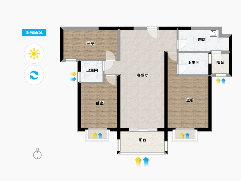 山西省-太原市-晋中碧桂园-89.85-户型库-采光通风