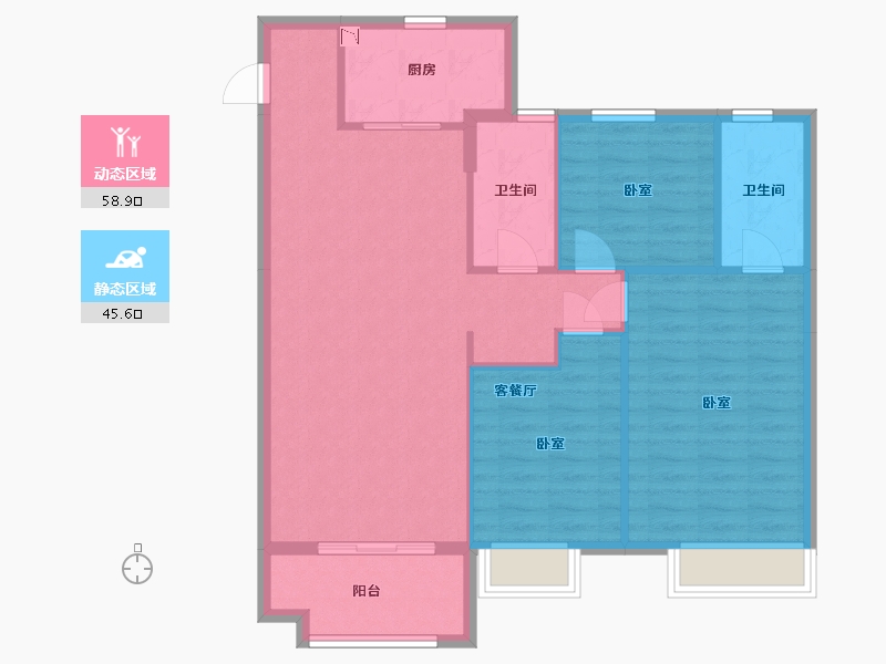 河北省-沧州市-保利拉菲公馆-95.37-户型库-动静分区