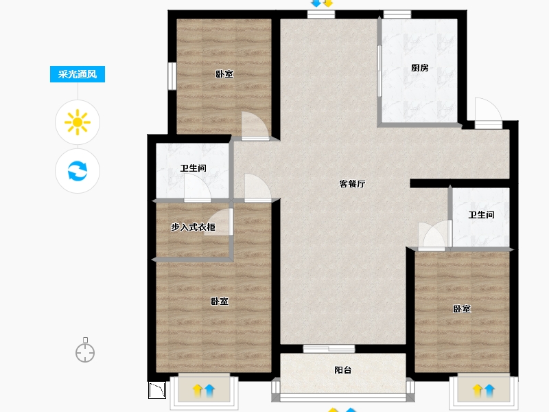 山西省-太原市-逍邦Art Life-94.55-户型库-采光通风