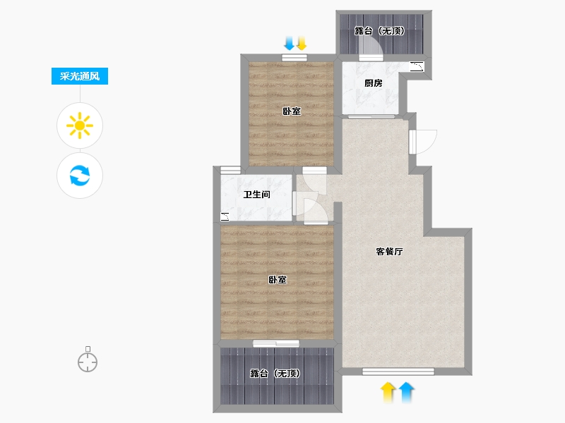 山西省-太原市-怡和天润园-69.50-户型库-采光通风