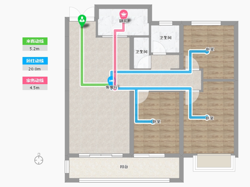 山西省-太原市-田森新晋原墅-86.06-户型库-动静线