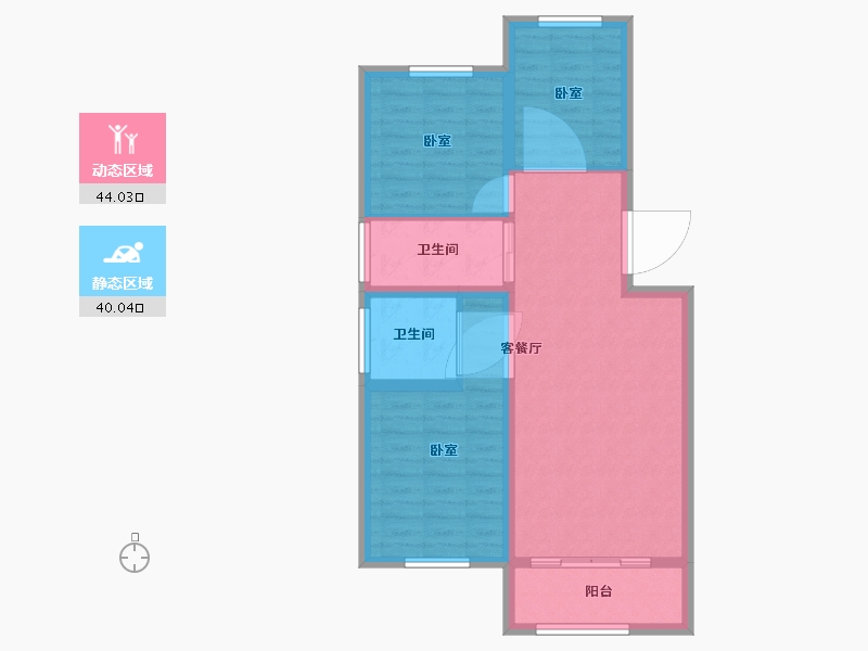 河北省-沧州市-长丰阅璟-75.67-户型库-动静分区