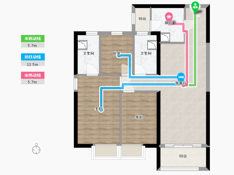 山西省-太原市-晋中碧桂园-76.20-户型库-动静线