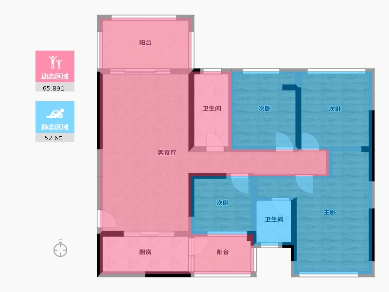 广西壮族自治区-桂林市-安厦恒安上城-104.68-户型库-动静分区