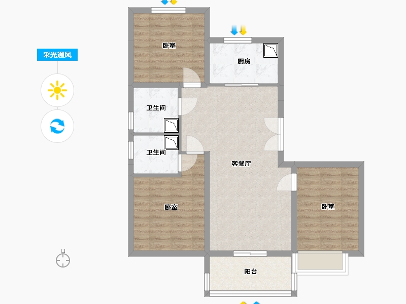 河北省-沧州市-荣盛锦绣学府-79.31-户型库-采光通风