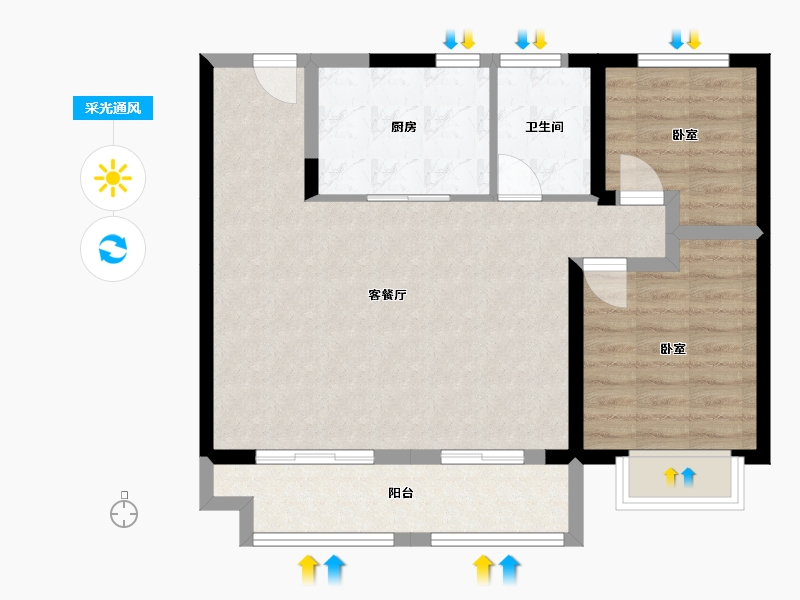 山西省-太原市-良硕·和山名邸二期-73.81-户型库-采光通风