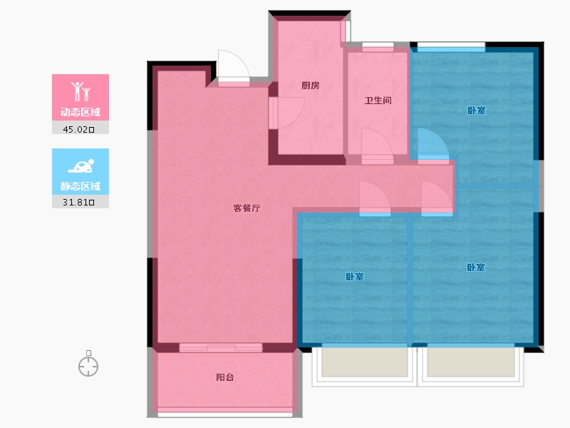 河北省-沧州市-保利花园-68.36-户型库-动静分区