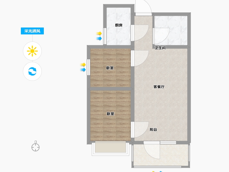 山西省-太原市-龙城半岛三期-69.22-户型库-采光通风