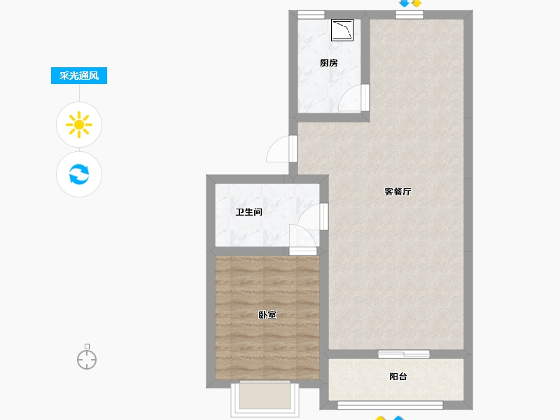 山西省-太原市-德元府-63.70-户型库-采光通风