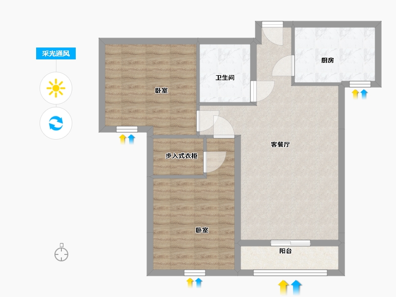 山西省-太原市-中格·云景小镇-75.14-户型库-采光通风