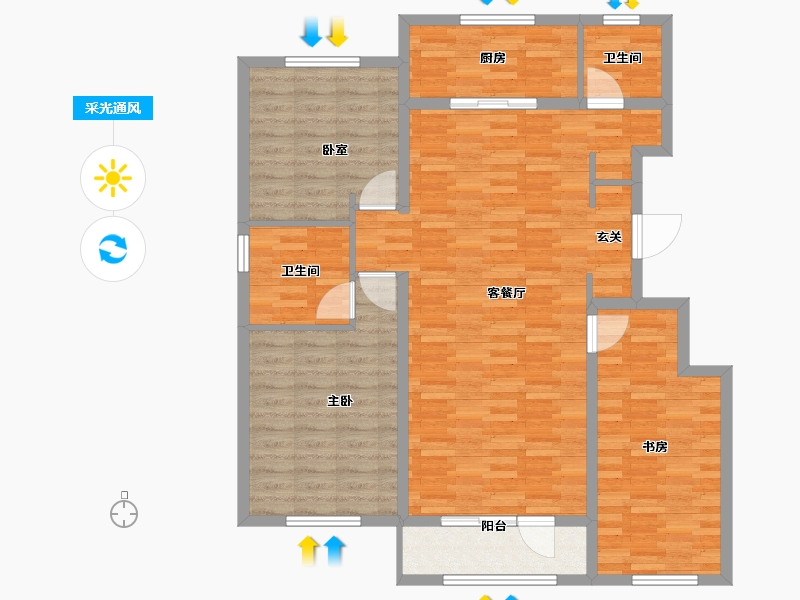 河北省-唐山市-水山蘭园-112.00-户型库-采光通风