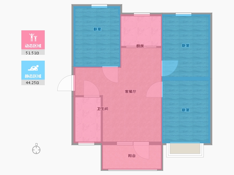 山西省-太原市-龙城半岛三期-88.05-户型库-动静分区