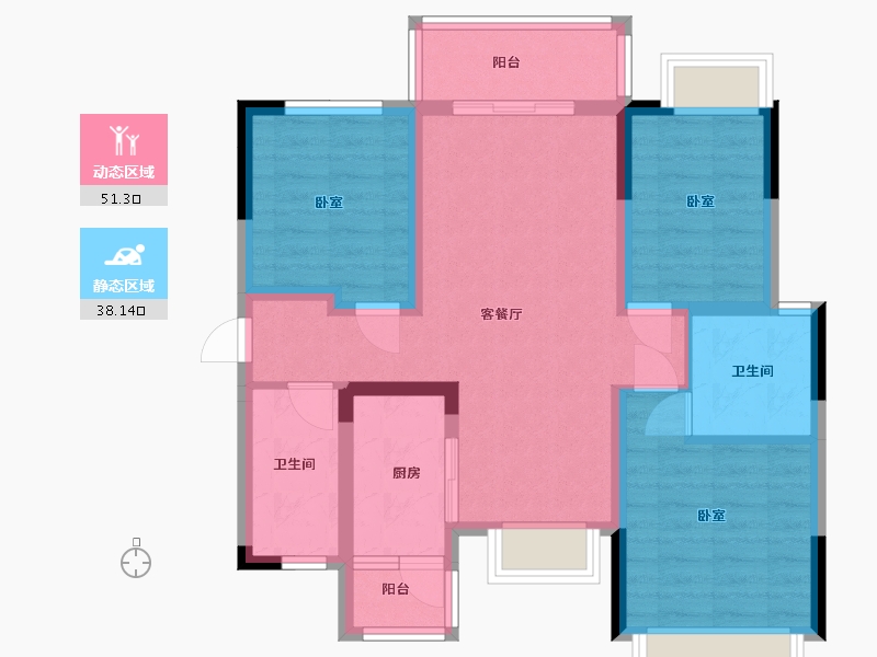 四川省-成都市-炎华置信上林景著-78.57-户型库-动静分区