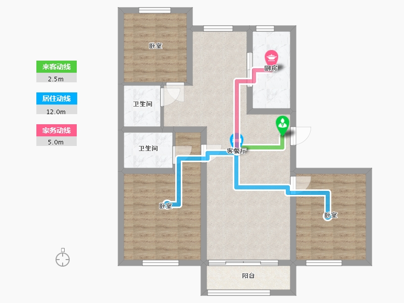 山西省-太原市-东润国际4期-86.56-户型库-动静线