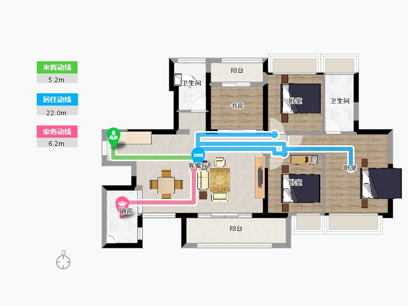 云南省-昆明市-创佳金色峰景-95.61-户型库-动静线