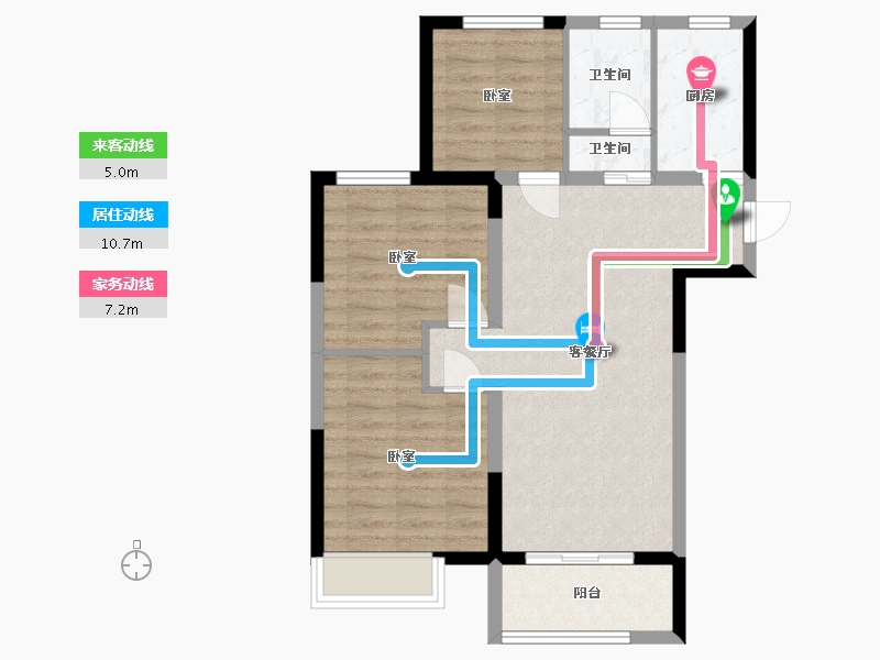 河北省-沧州市-保利花园-69.50-户型库-动静线