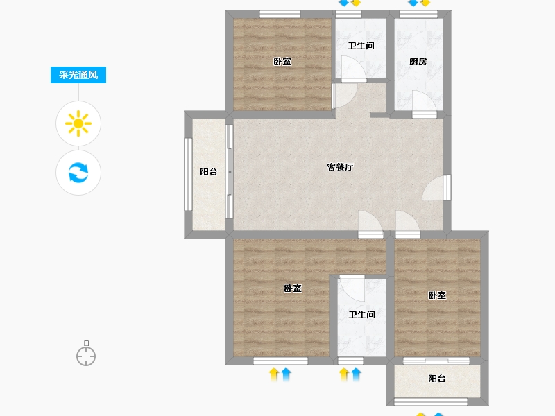 山西省-太原市-东润国际4期-79.31-户型库-采光通风