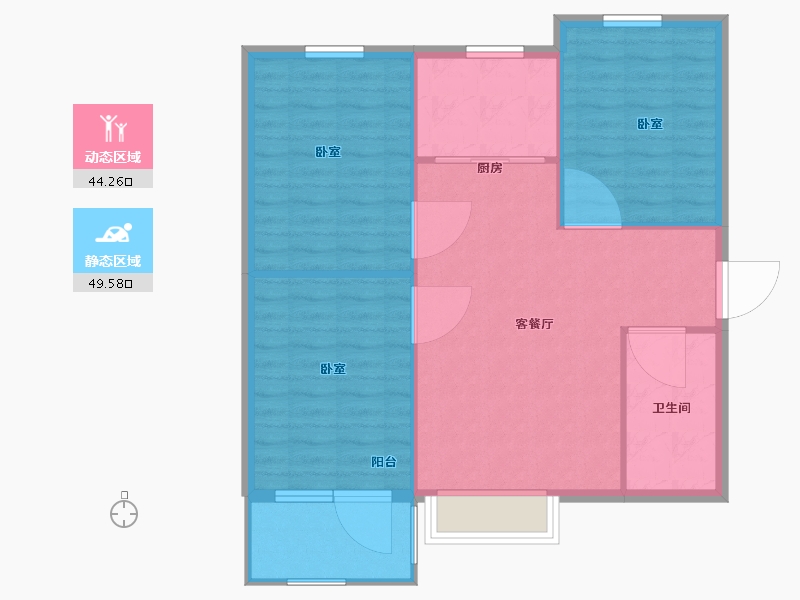 山西省-太原市-龙城半岛三期-86.74-户型库-动静分区