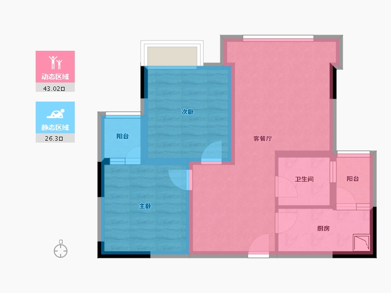 四川省-成都市-蜀青丽晶府-60.46-户型库-动静分区