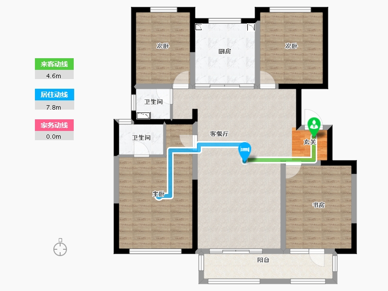 河北省-唐山市-万科南湖春晓-124.35-户型库-动静线