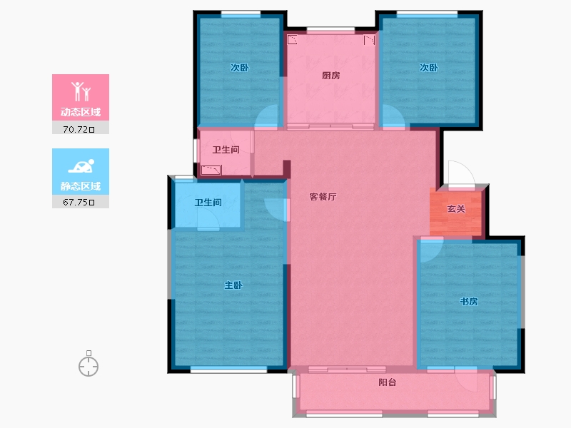 河北省-唐山市-万科南湖春晓-124.35-户型库-动静分区